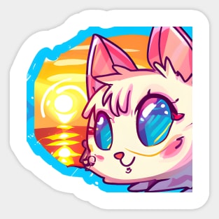 Sunset cat Sticker